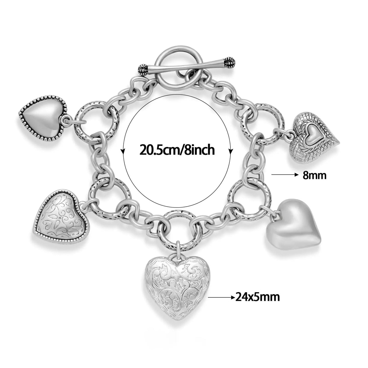European and American Light Luxury Style Golden Thick Bead Chain Stacked Wear Bracelet Love Bracelet suit European and American Ins Style Heart-Shaped Bracelet by Dropsure