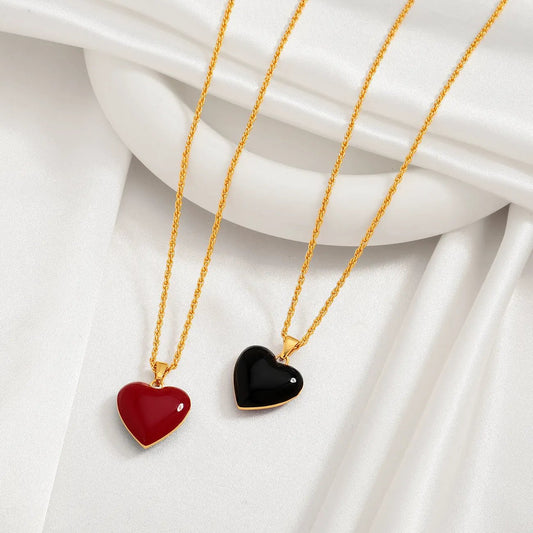 European and American Simple Double-Sided Love Pendant Necklace Women's Clavicle Chain High-grade Niche Design Sense Elegant Necklace Women's Accessories by Dropsure