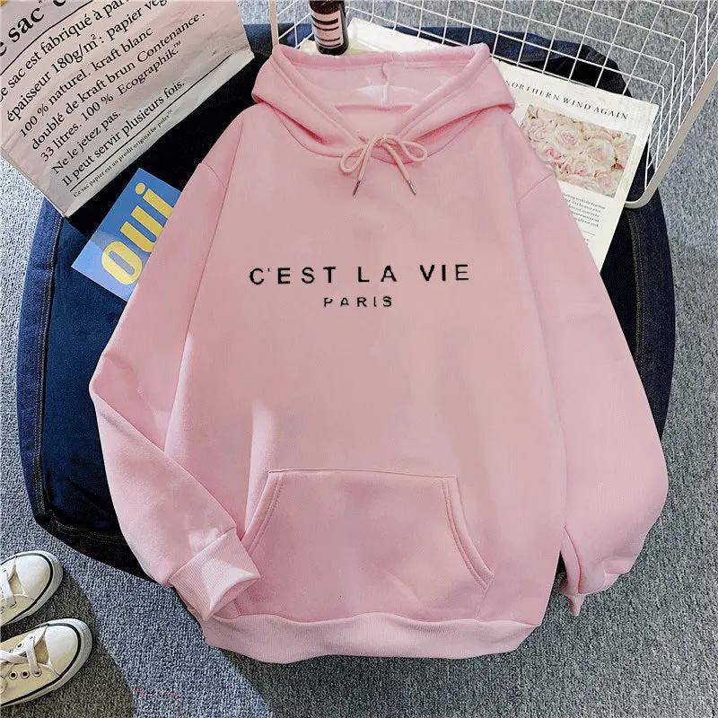 letter print new hooded sweater women's spring long-sleeved lazy style loose hooded top by Dropsure