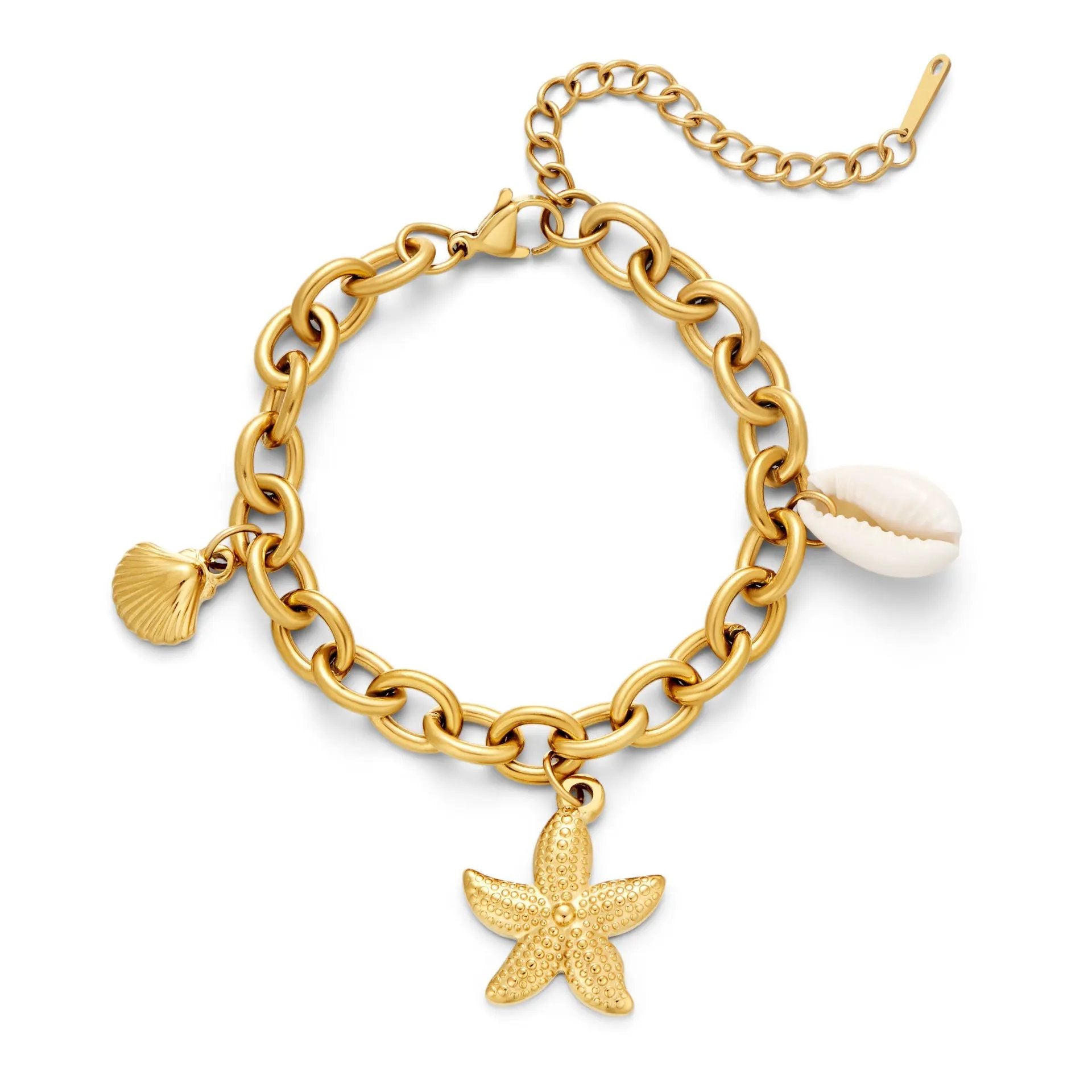 Ins Sea Star Shell Conch Bracelet 18k Gold Handmade Summer Ocean Bracelet Premium Feel Handmade for Women by Dropsure