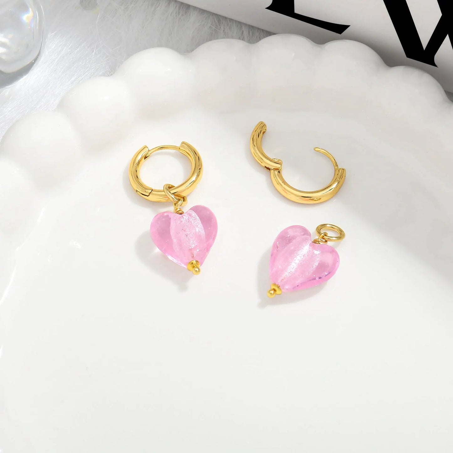 Pink Acrylic Earrings Made in Greece, European Mayol Jewelry Valentine's Day Love Earrings by Dropsure