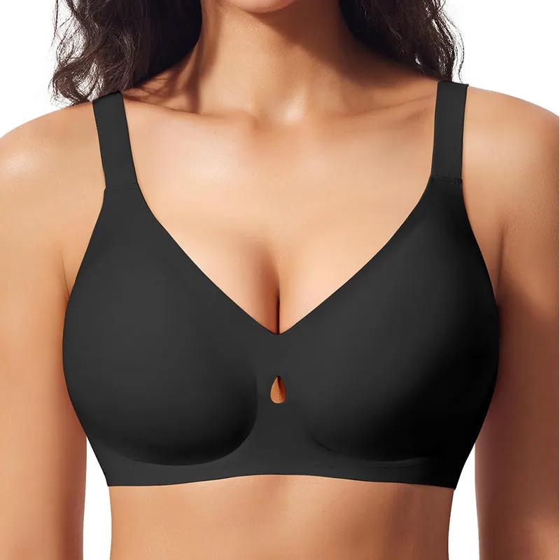 Gather without steel ring, jelly strip, big chest, fat mm, breathable, sexy, seamless underwear, women's bra by Dropsure