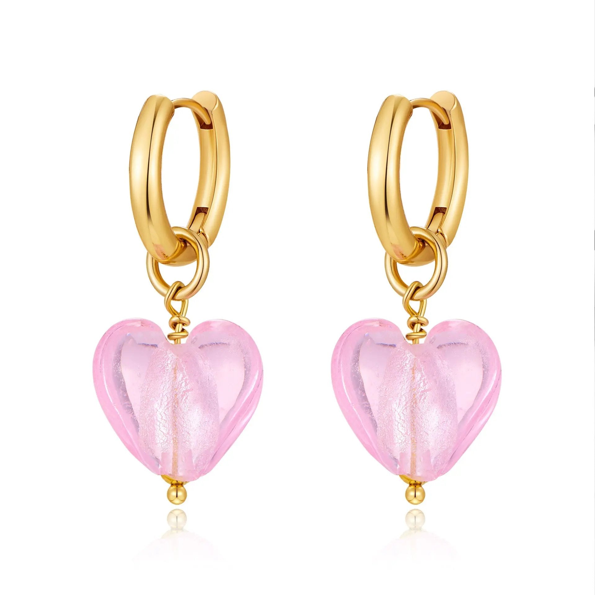 Pink Acrylic Earrings Made in Greece, European Mayol Jewelry Valentine's Day Love Earrings by Dropsure