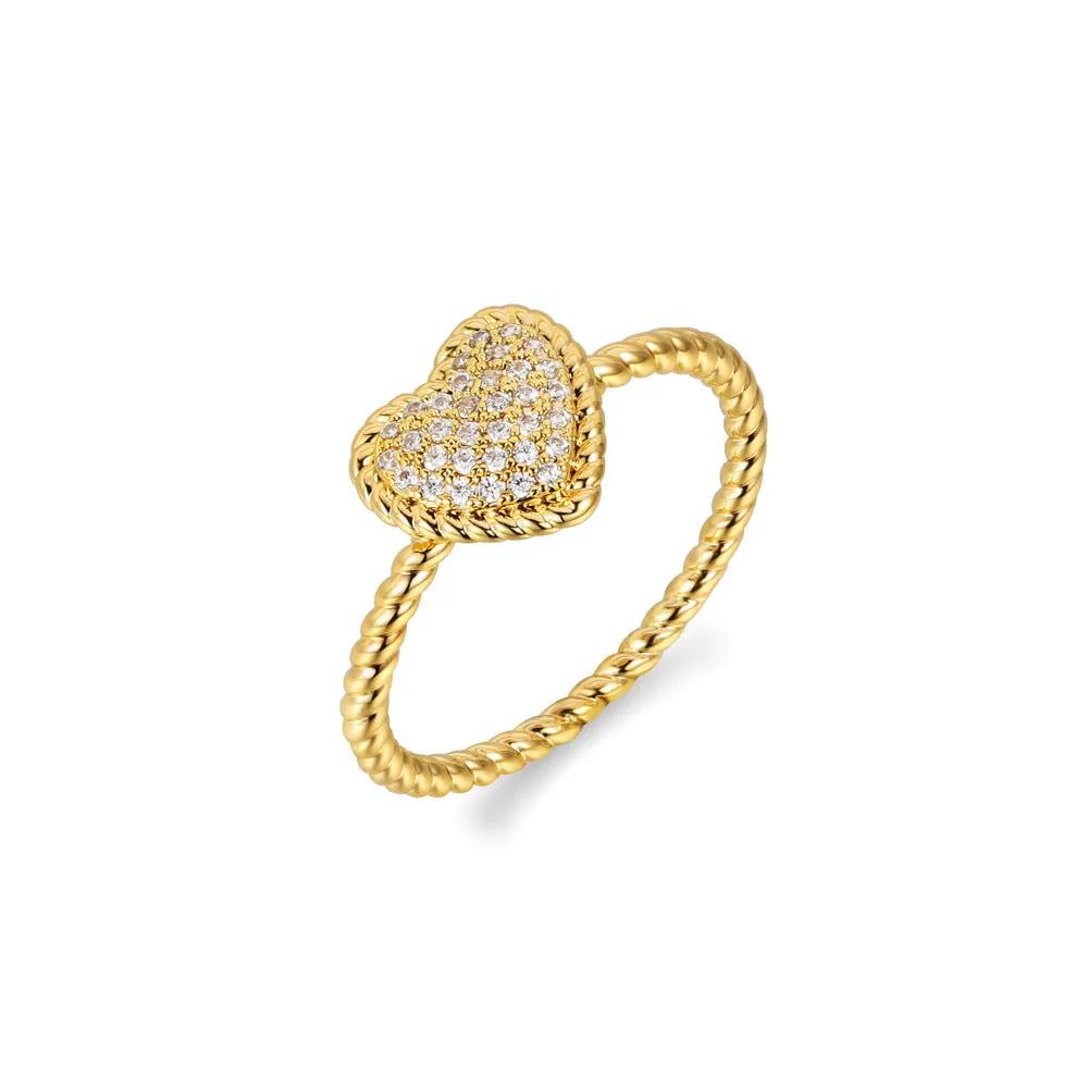 French Retro Love Ring Simple Texture Light Luxury Diamond Love Ring Copper Zircon Women's Ring Ring by Dropsure