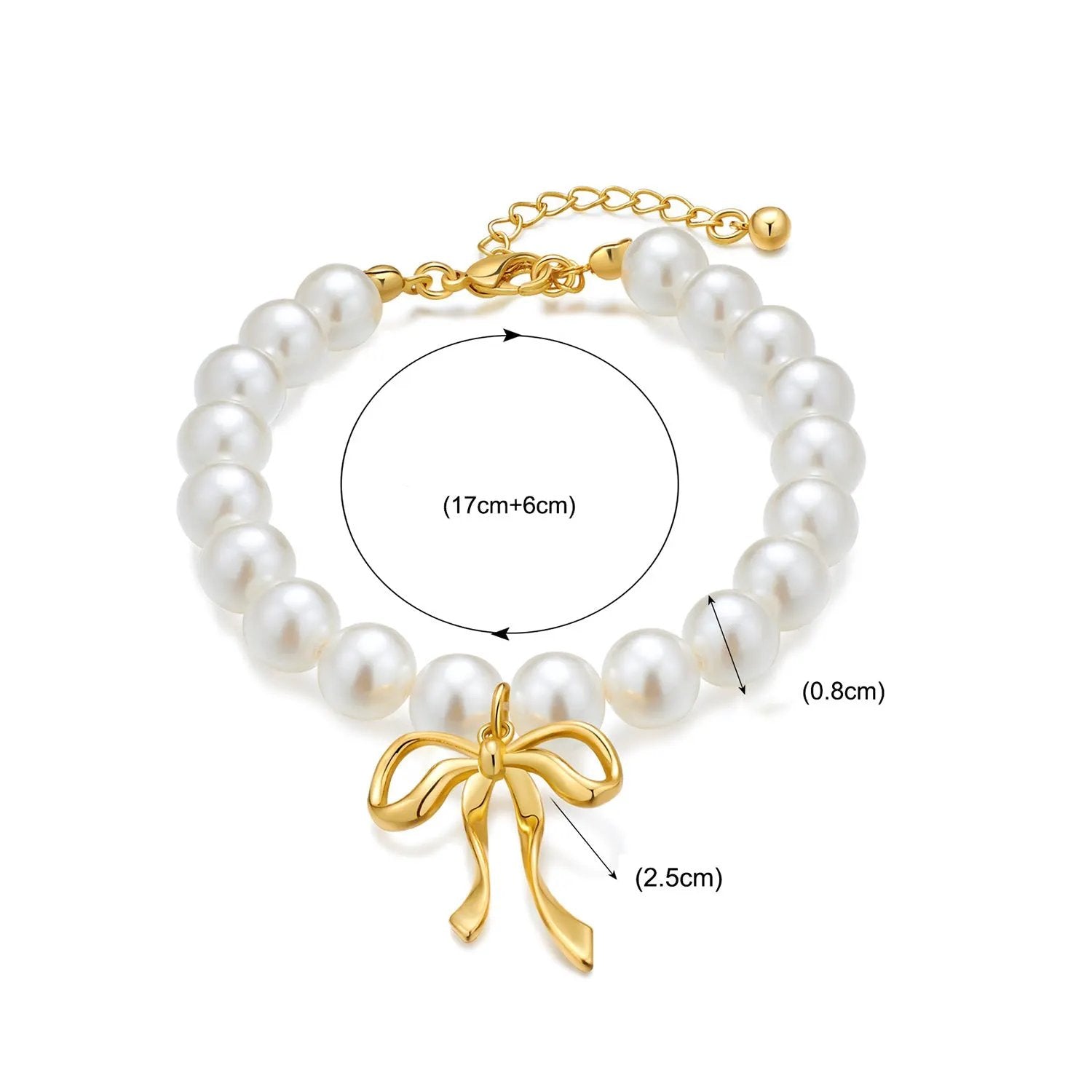 European and American Style Light Luxury Niche High-end Bowknot Pendant Pearl Bracelet Women's Retro Elegant All-match Jewelry Bracelet by Dropsure