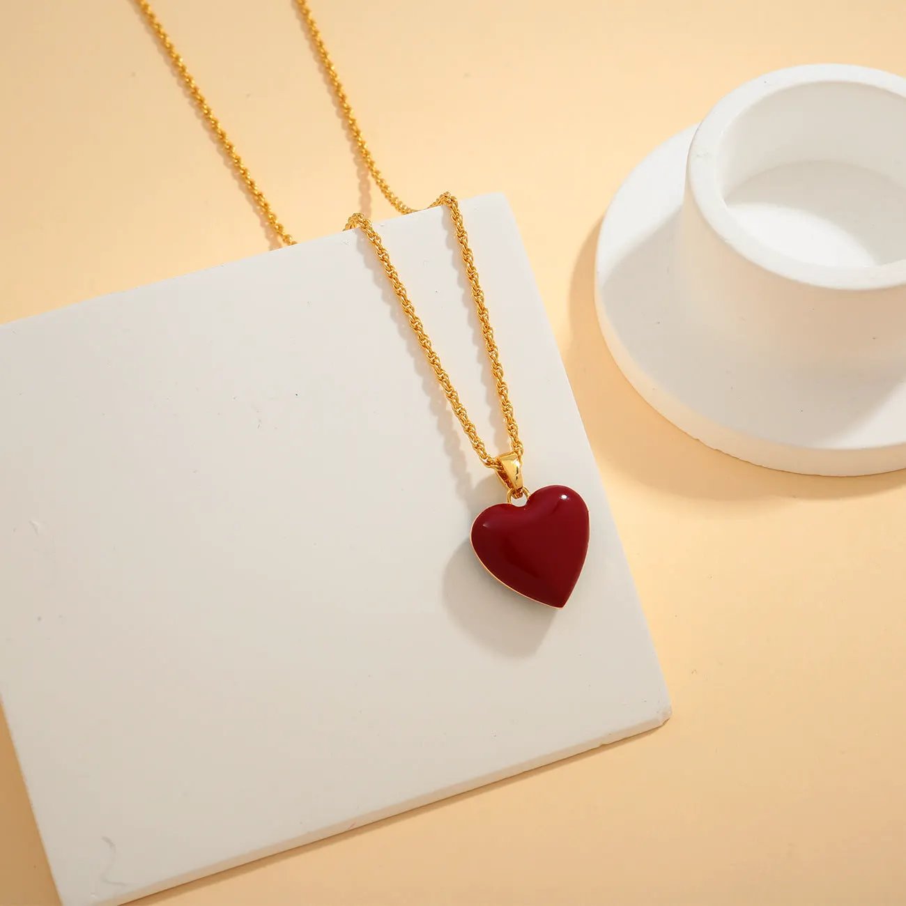 European and American Simple Double-Sided Love Pendant Necklace Women's Clavicle Chain High-grade Niche Design Sense Elegant Necklace Women's Accessories by Dropsure
