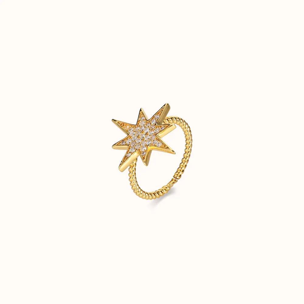 French creative star ring, internet famous and popular, small and fresh diamond studded star ring, female creative meteor ring, trendy style by Dropsure