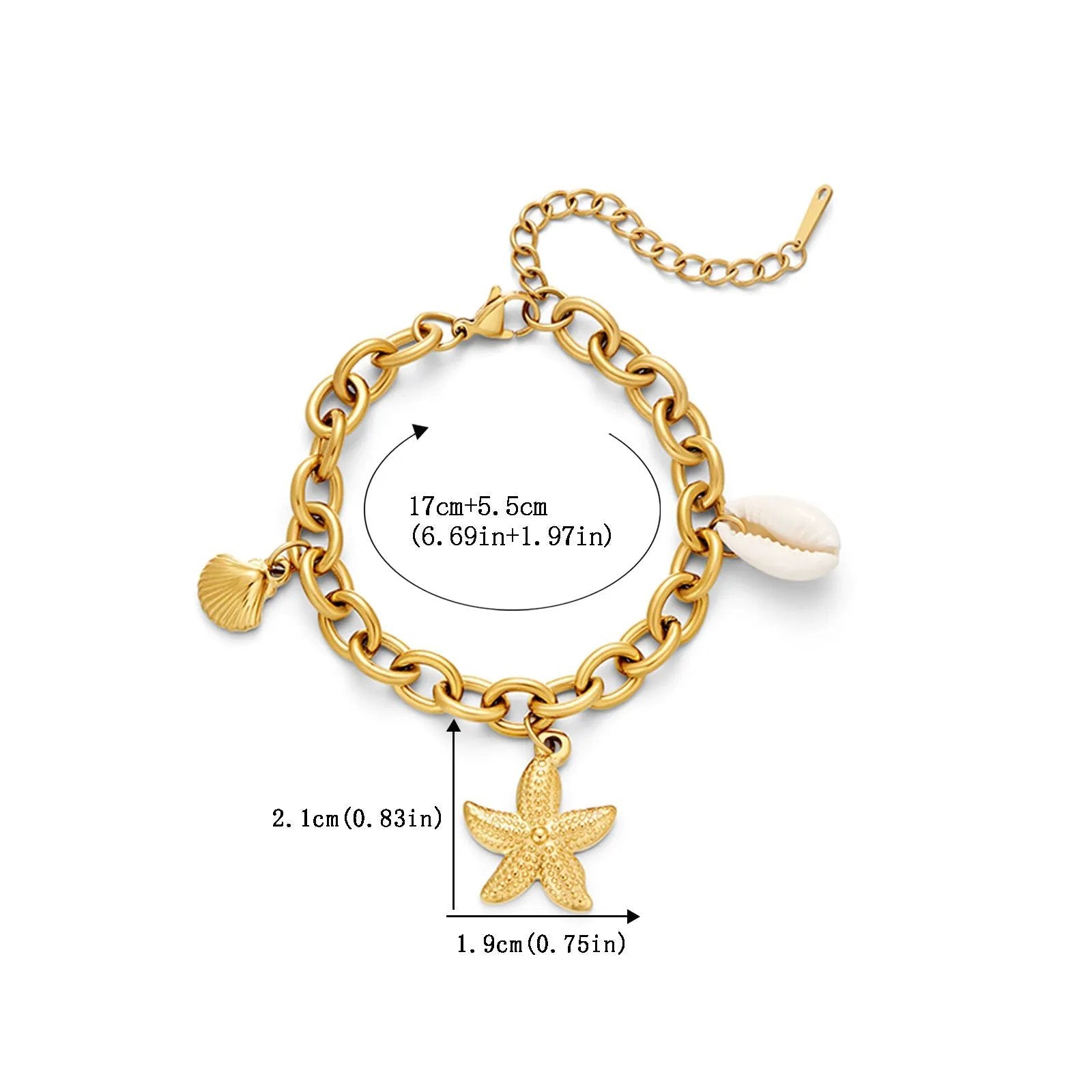 Ins Sea Star Shell Conch Bracelet 18k Gold Handmade Summer Ocean Bracelet Premium Feel Handmade for Women by Dropsure