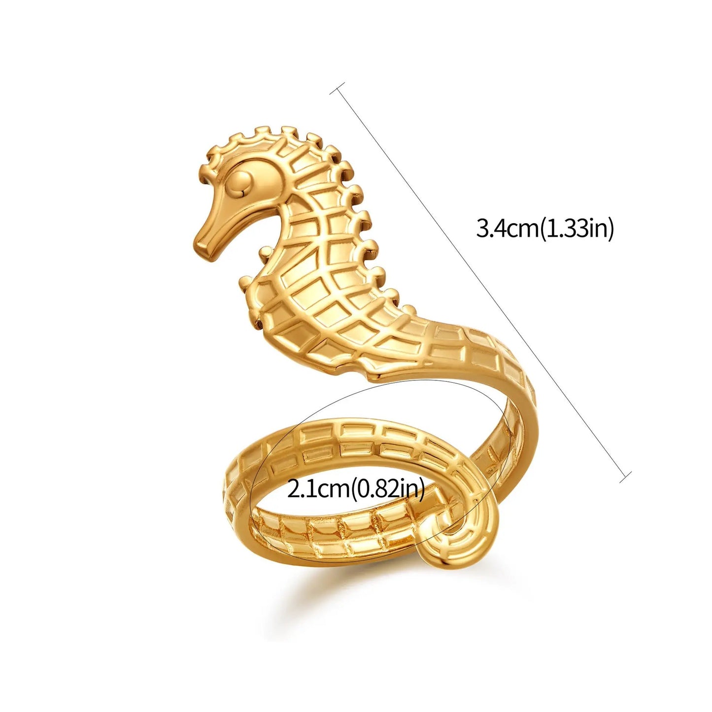 European and American InS-style jewelry rings and bracelets, 18K gold seahorse rings, simple, light luxury and high-end jewelry by Dropsure