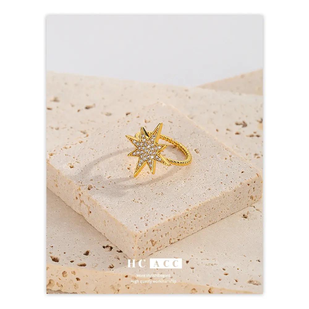 French creative star ring, internet famous and popular, small and fresh diamond studded star ring, female creative meteor ring, trendy style by Dropsure