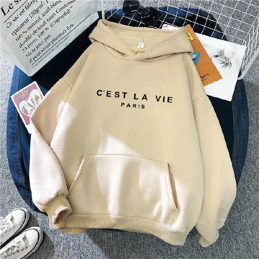 letter print new hooded sweater women's spring long-sleeved lazy style loose hooded top by Dropsure