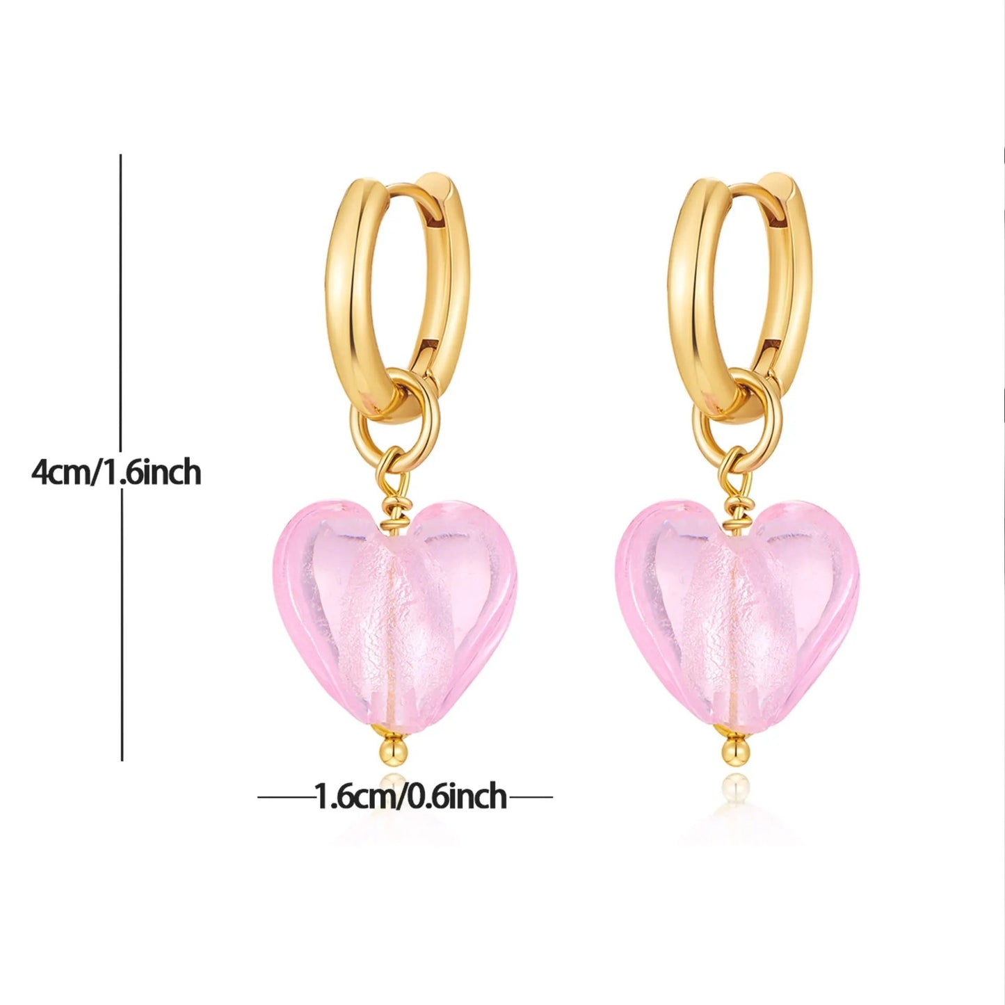 Pink Acrylic Earrings Made in Greece, European Mayol Jewelry Valentine's Day Love Earrings by Dropsure