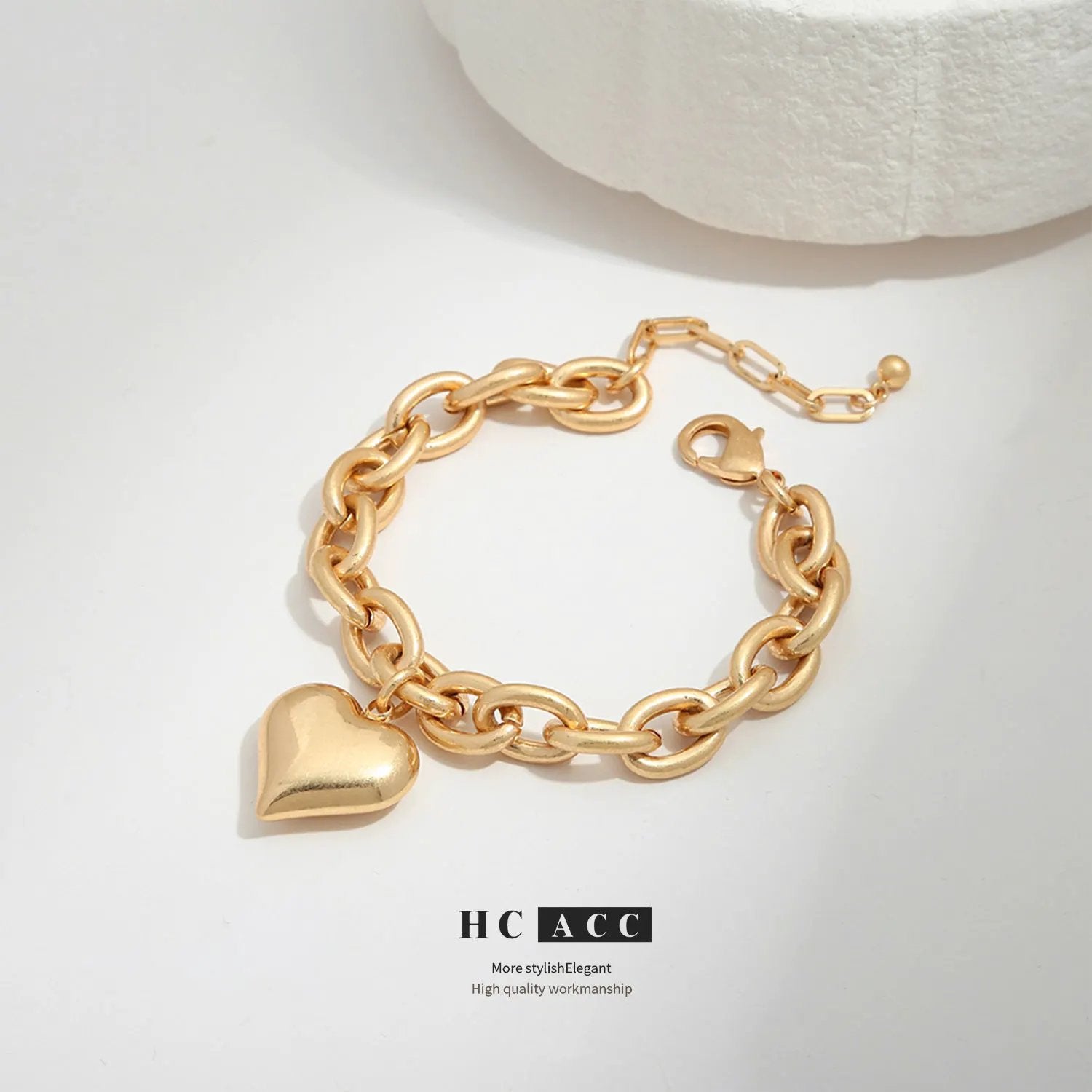 European and American T Hot Cross-border Jewelry Hip-hop Simple Love Pendant Bracelet All-match Geometric Metal Chain Bracelet for Women by Dropsure