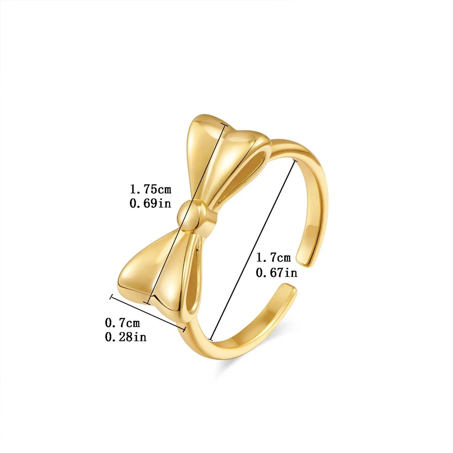 European and American style copper plated real gold bow ring opening design adjustable size fashion luxury high-end ring by Dropsure
