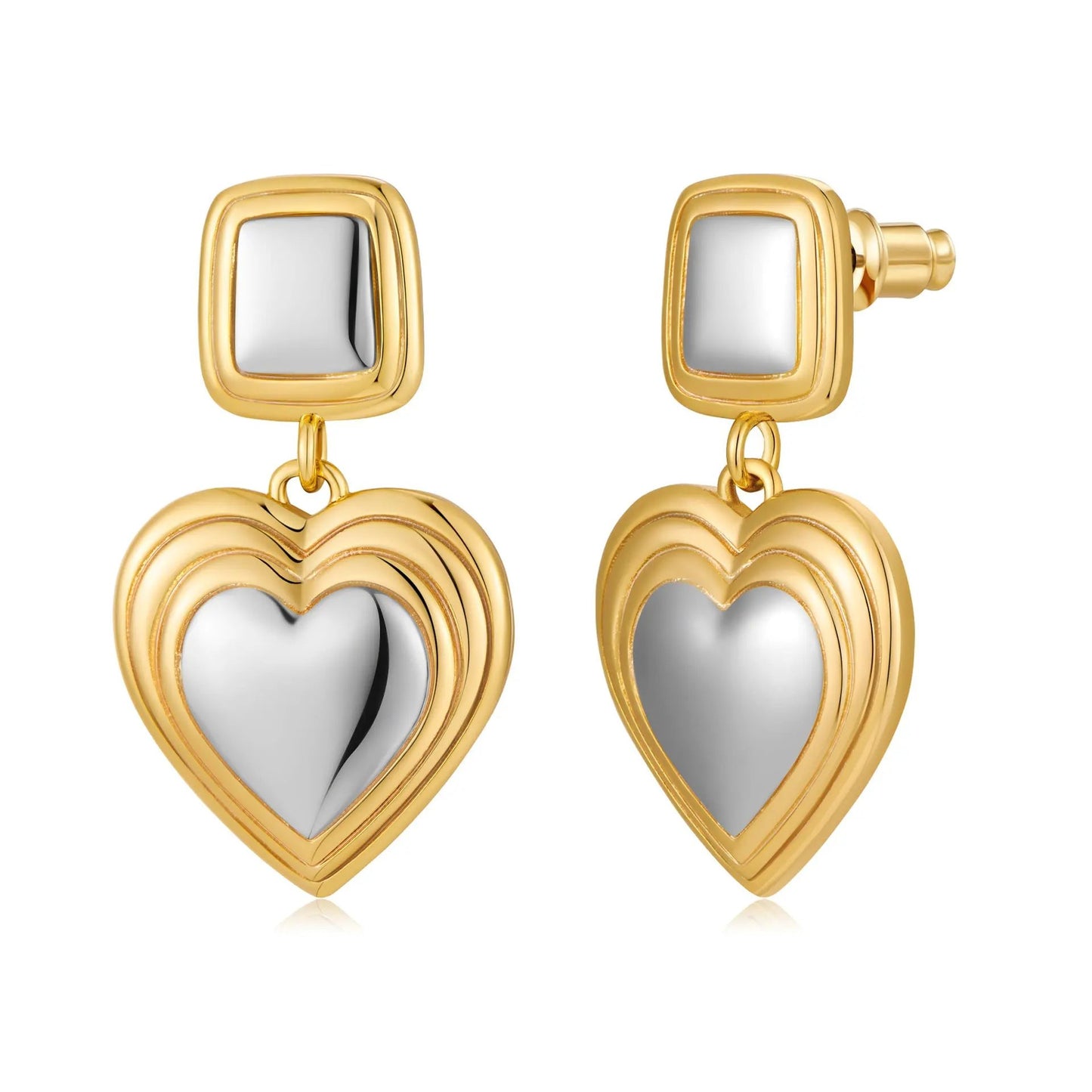 Light luxury fashion two tone earrings with a high-end feel, heart-shaped earrings with a heart shape, retro palace style peach heart earrings by Dropsure