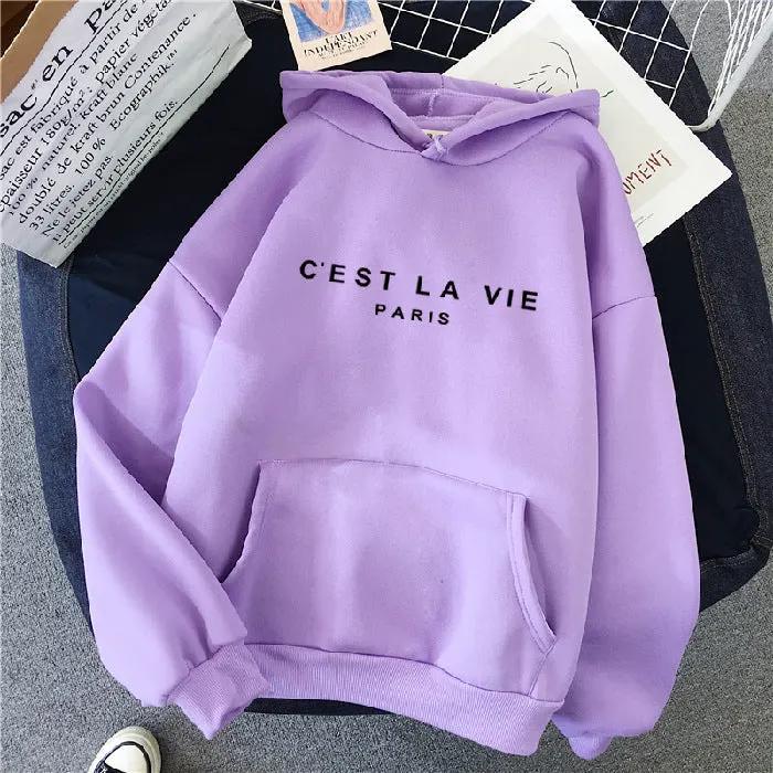letter print new hooded sweater women's spring long-sleeved lazy style loose hooded top by Dropsure