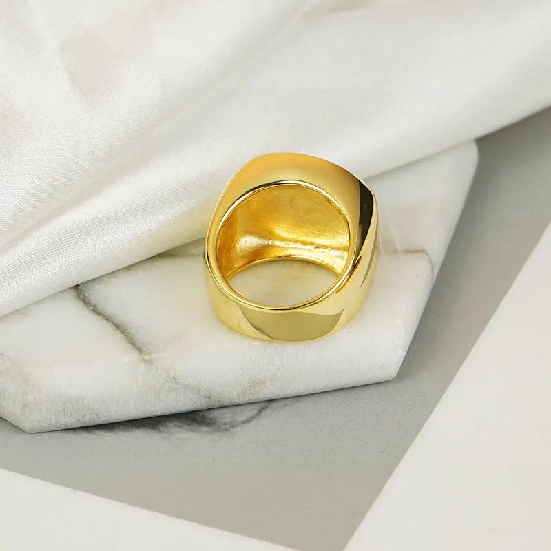 European and American Copper Plated Real Gold Hip Hop Fashionable Ring Geometric Small Fresh Cross-border Distinctive Horn Bag Ring by Dropsure