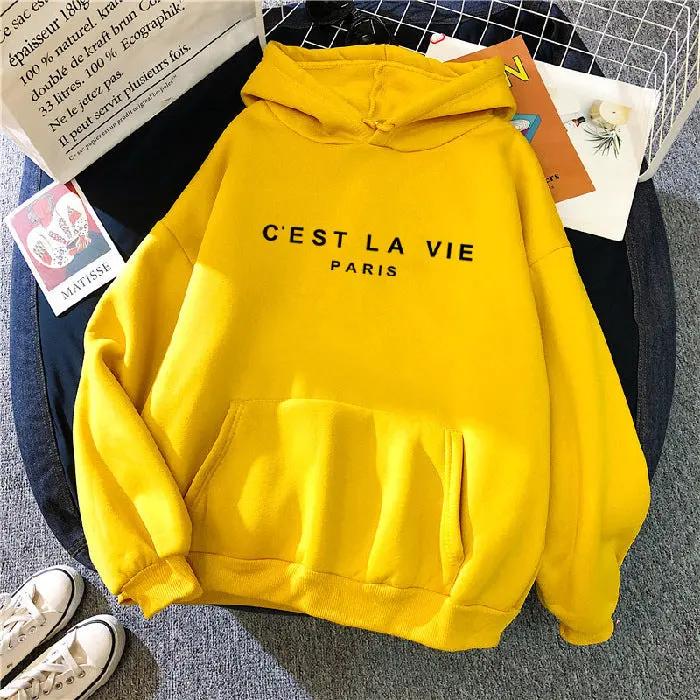 letter print new hooded sweater women's spring long-sleeved lazy style loose hooded top by Dropsure
