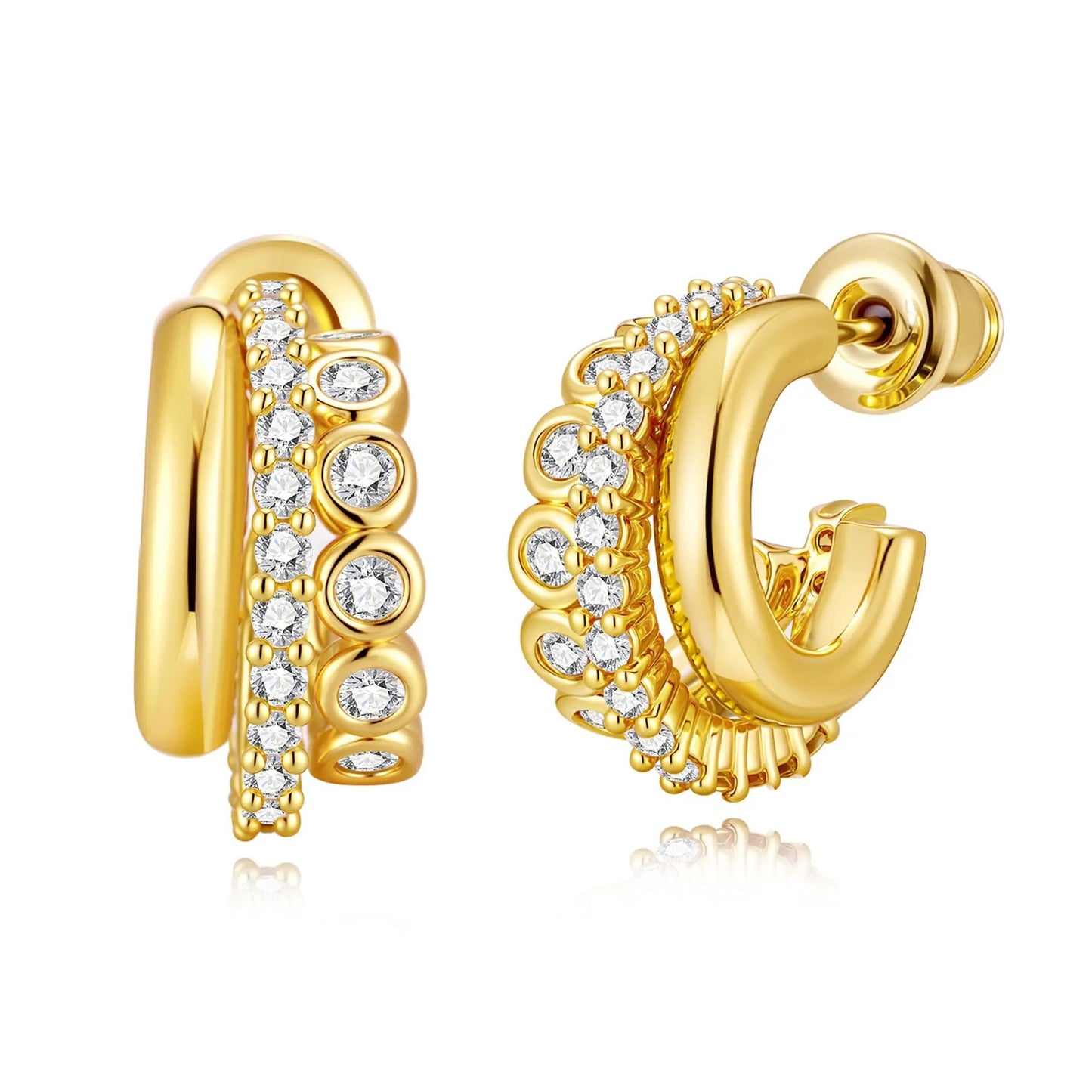 Geometric retro 18K gold earrings with a high-end European and American feel, popular earrings with micro inlaid zircon earrings and ins style earrings by Dropsure