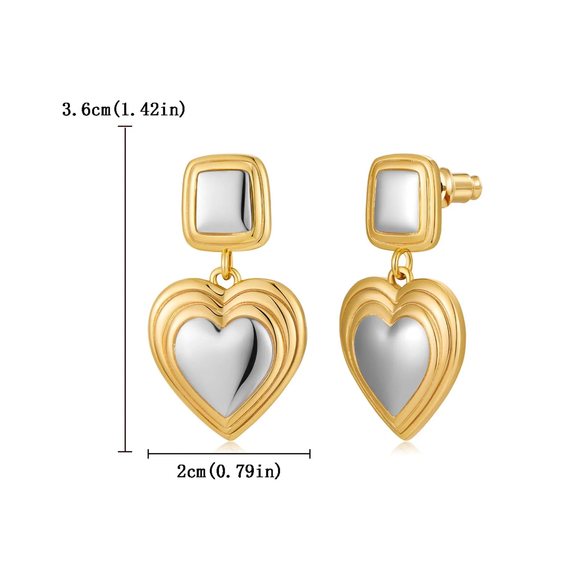 Light luxury fashion two tone earrings with a high-end feel, heart-shaped earrings with a heart shape, retro palace style peach heart earrings by Dropsure