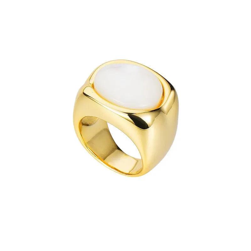 European and American Copper Plated Real Gold Hip Hop Fashionable Ring Geometric Small Fresh Cross-border Distinctive Horn Bag Ring by Dropsure