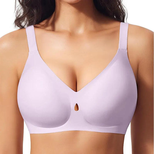Gather without steel ring, jelly strip, big chest, fat mm, breathable, sexy, seamless underwear, women's bra by Dropsure