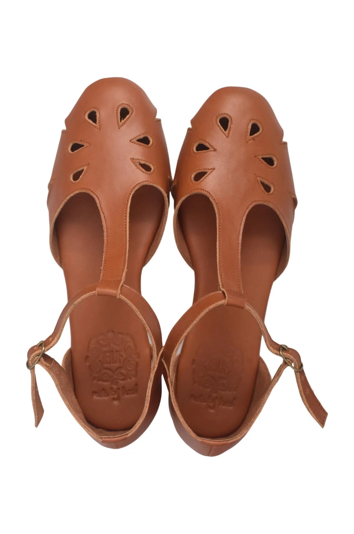 Oasis Cutout T-Strap Leather Flats by ELF