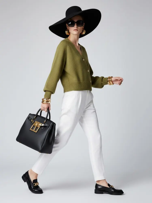 Olive Cropped Knit Cardigan LUDLOW: New Colección COUTURE in NOLITA - BYMANYC ® New York by BYMANYC ® New York