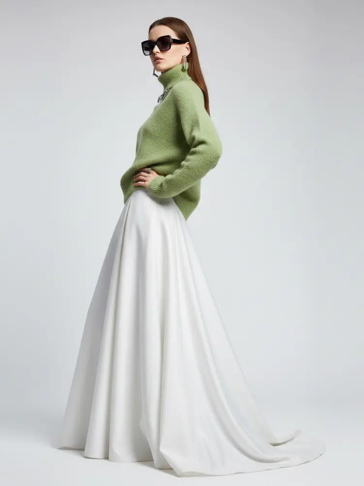 Olive Fuzzy Knit Turtleneck Sweater - WALL STREET: New Colección COUTURE in NOLITA - BYMANYC ® New York by BYMANYC ® New York