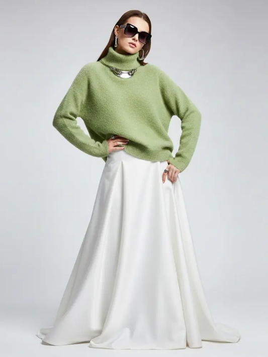 Olive Fuzzy Knit Turtleneck Sweater - WALL STREET: New Colección COUTURE in NOLITA - BYMANYC ® New York by BYMANYC ® New York