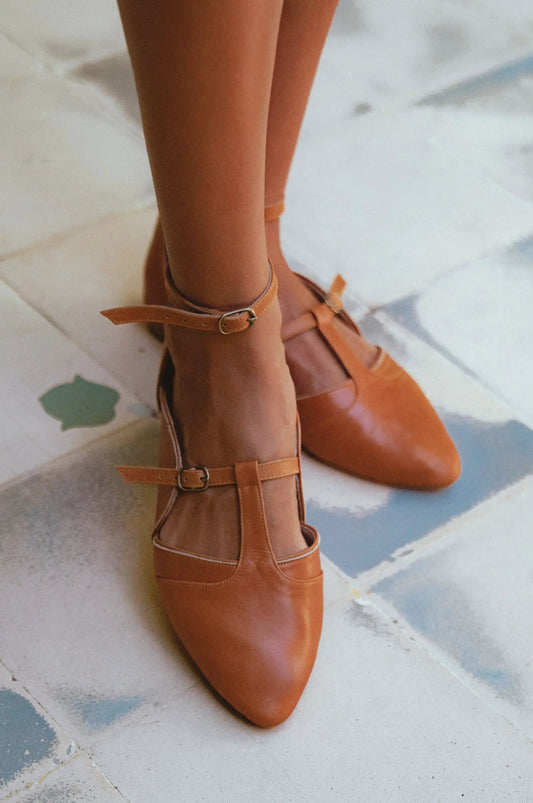 On The Go Pointed Toe T-Strap Flats by ELF