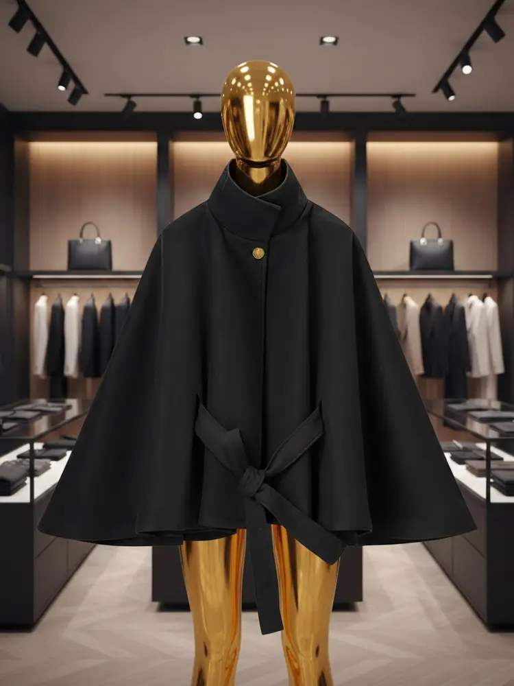 Onyx Belted Cape • FIFTH AVE New Collection BYMANYC ® New York by BYMANYC ® New York