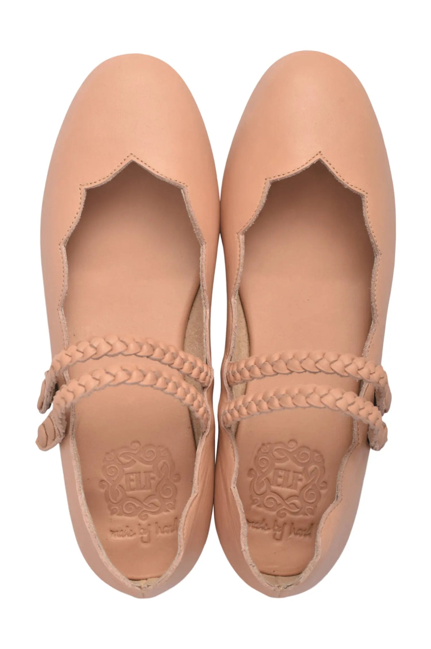 Prima Scalloped Leather Ballet Flats by ELF