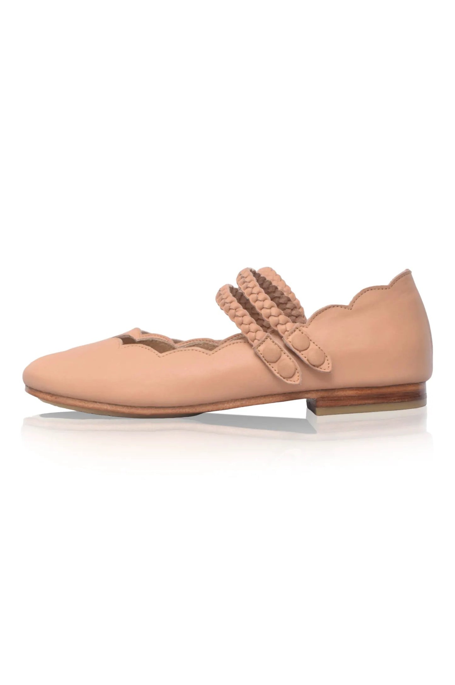 Prima Scalloped Leather Ballet Flats by ELF