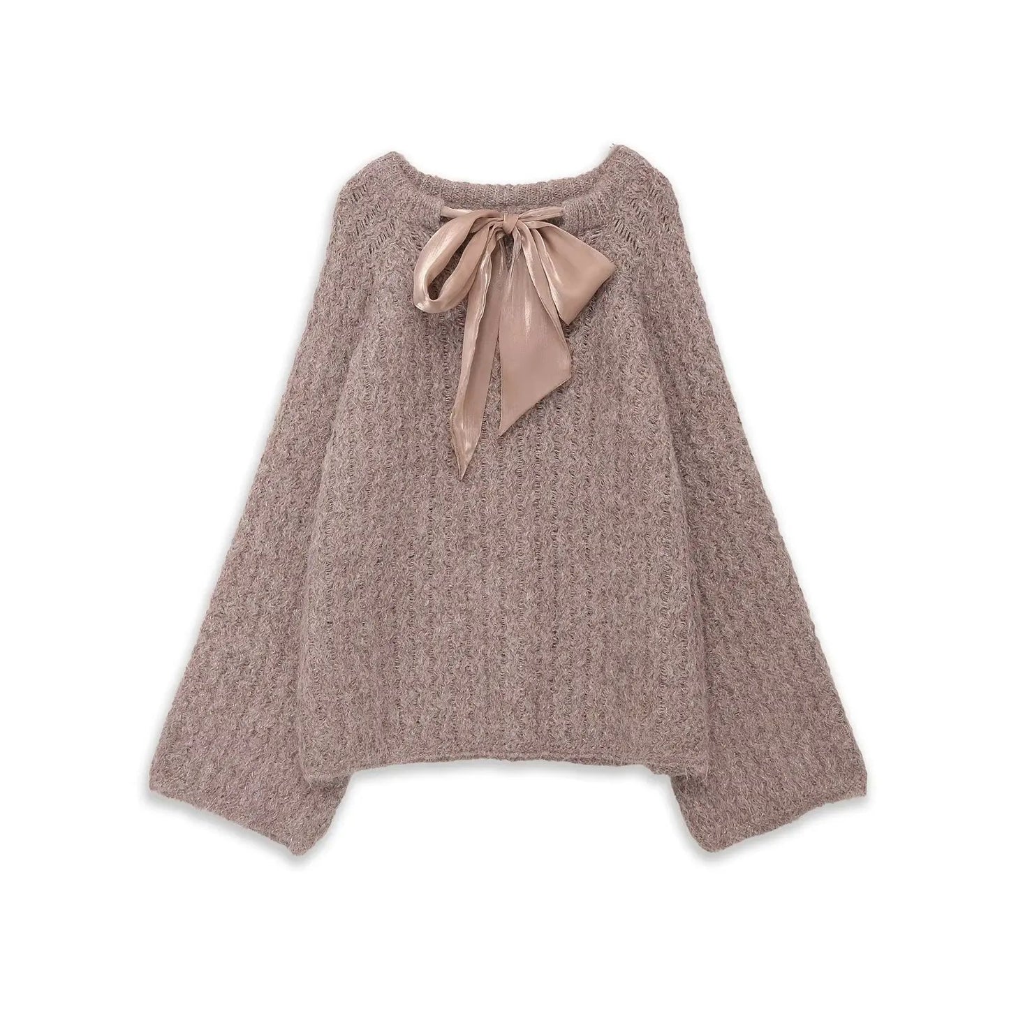 Oversize Mohair Knit Sweater With Satin Bow SOHO New Collection FASHION BYMANYC ® New York by BYMANYC ® New York