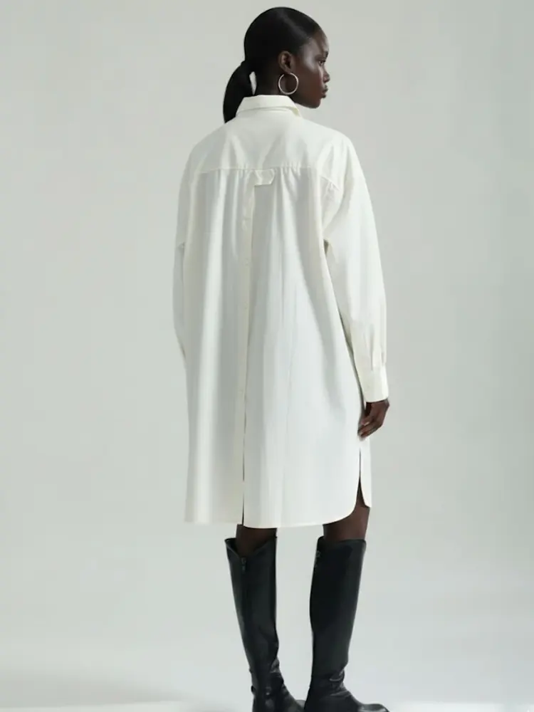 Oversized Asymmetric Shirt Dress in Crisp White • BYMANYC ® New York by BYMANYC ® New York