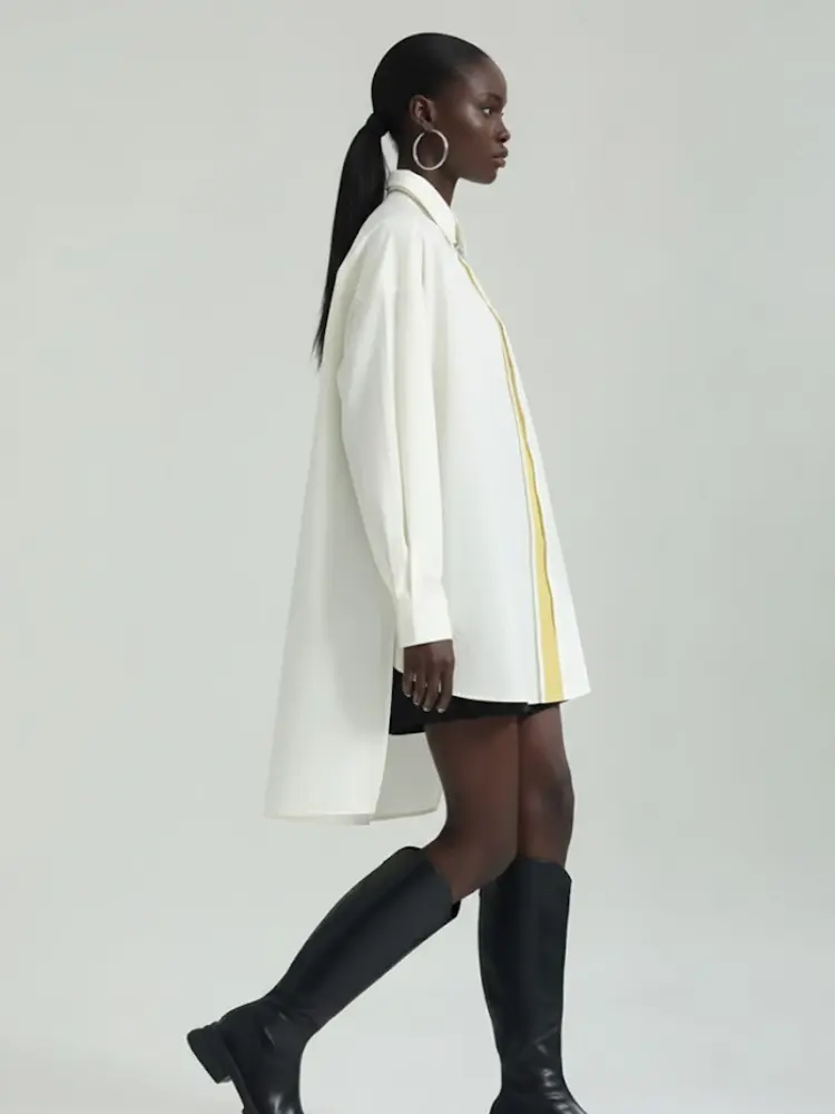 Oversized Asymmetric Shirt Dress in Crisp White • BYMANYC ® New York by BYMANYC ® New York