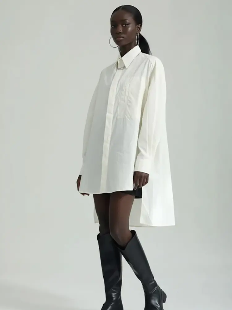 Oversized Asymmetric Shirt Dress in Crisp White • BYMANYC ® New York by BYMANYC ® New York