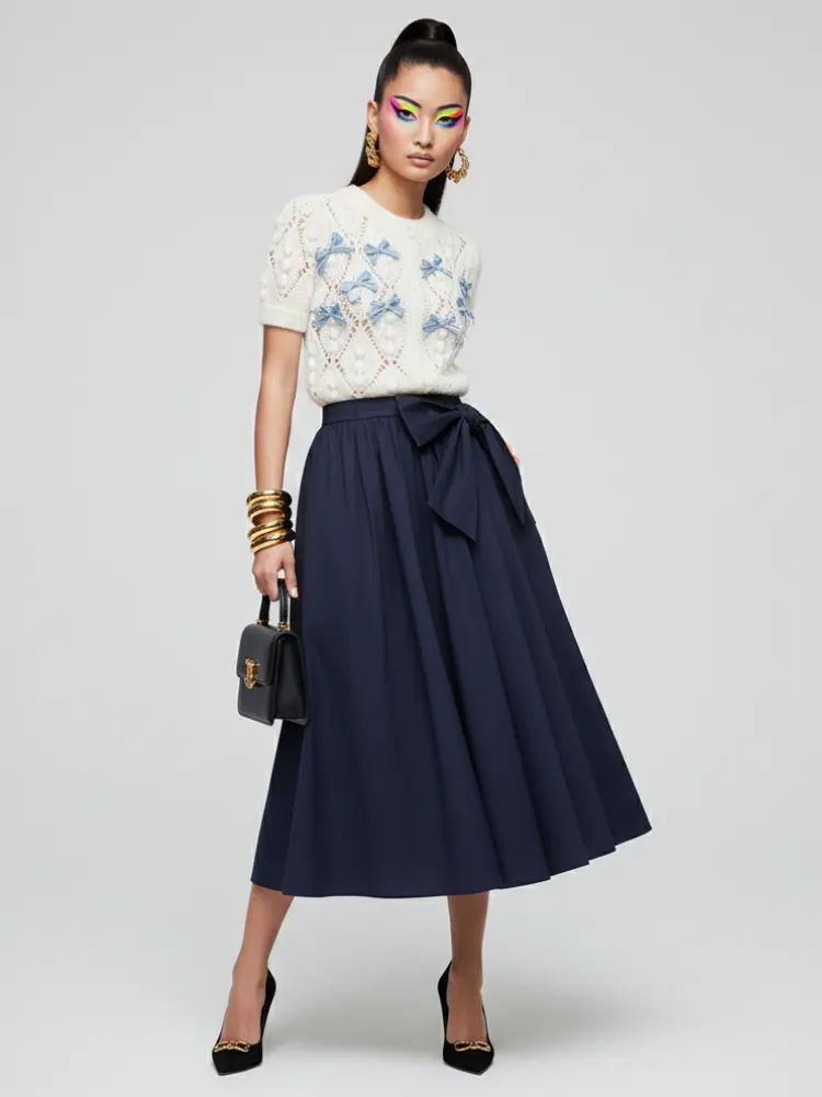 PARK AVENUE Bow Midi Skirt ECO FASHION BYMANYC ® New York by BYMANYC ® New York