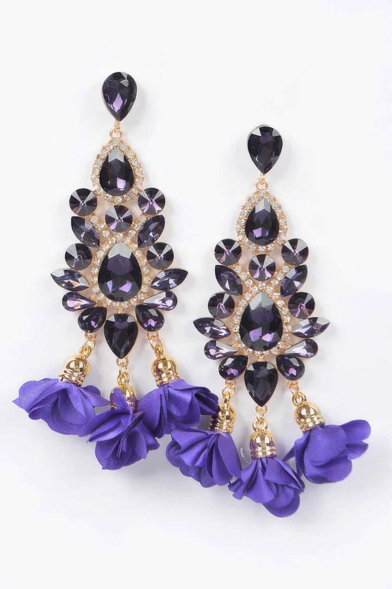 PARK AVENUE Multi Rhinestone Flower Drop Earrings: BYMANYC ® New York by BYMANYC ® New York