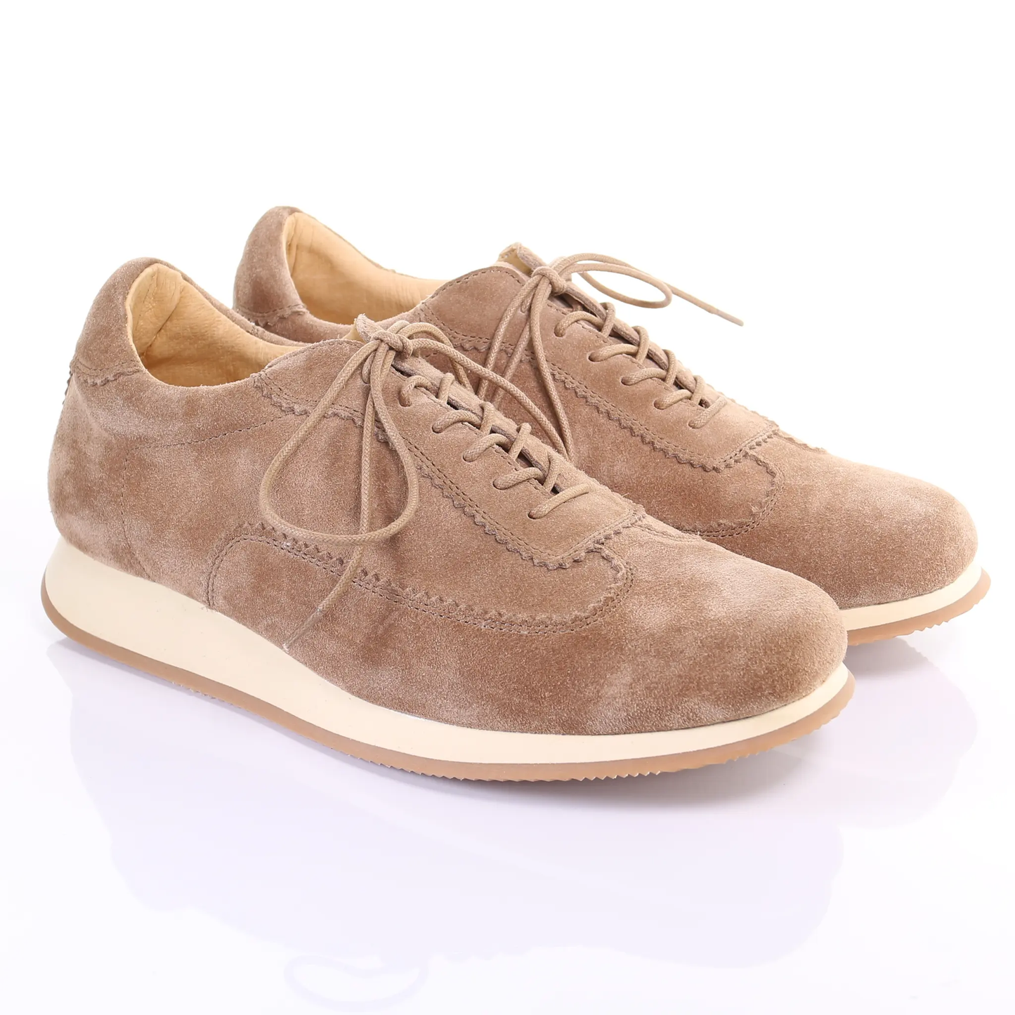 Men's Style Lace Up Suede Leather Casual Shoes (Beige) by PRODUIT PARFAIT