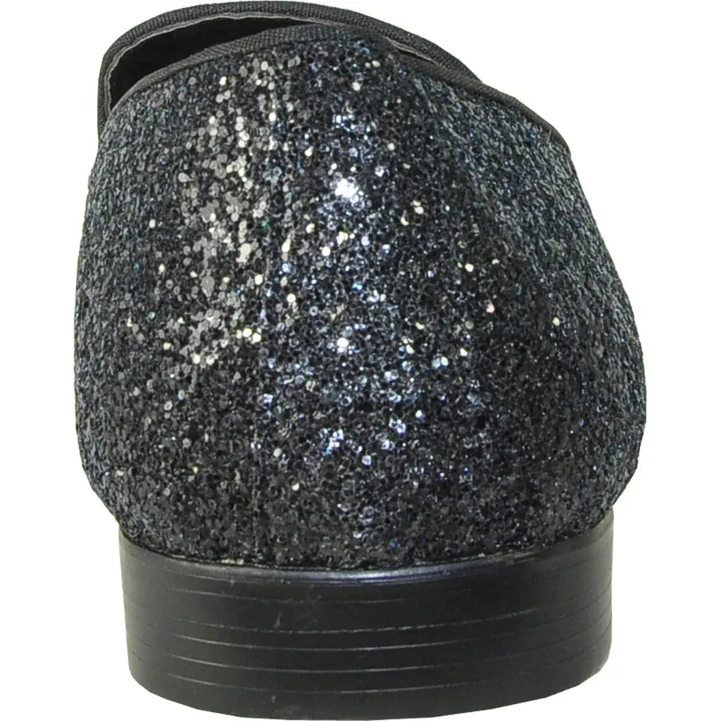"Bravo1" Black Glitter Tuxedo & Prom Shoes by Tux-USA