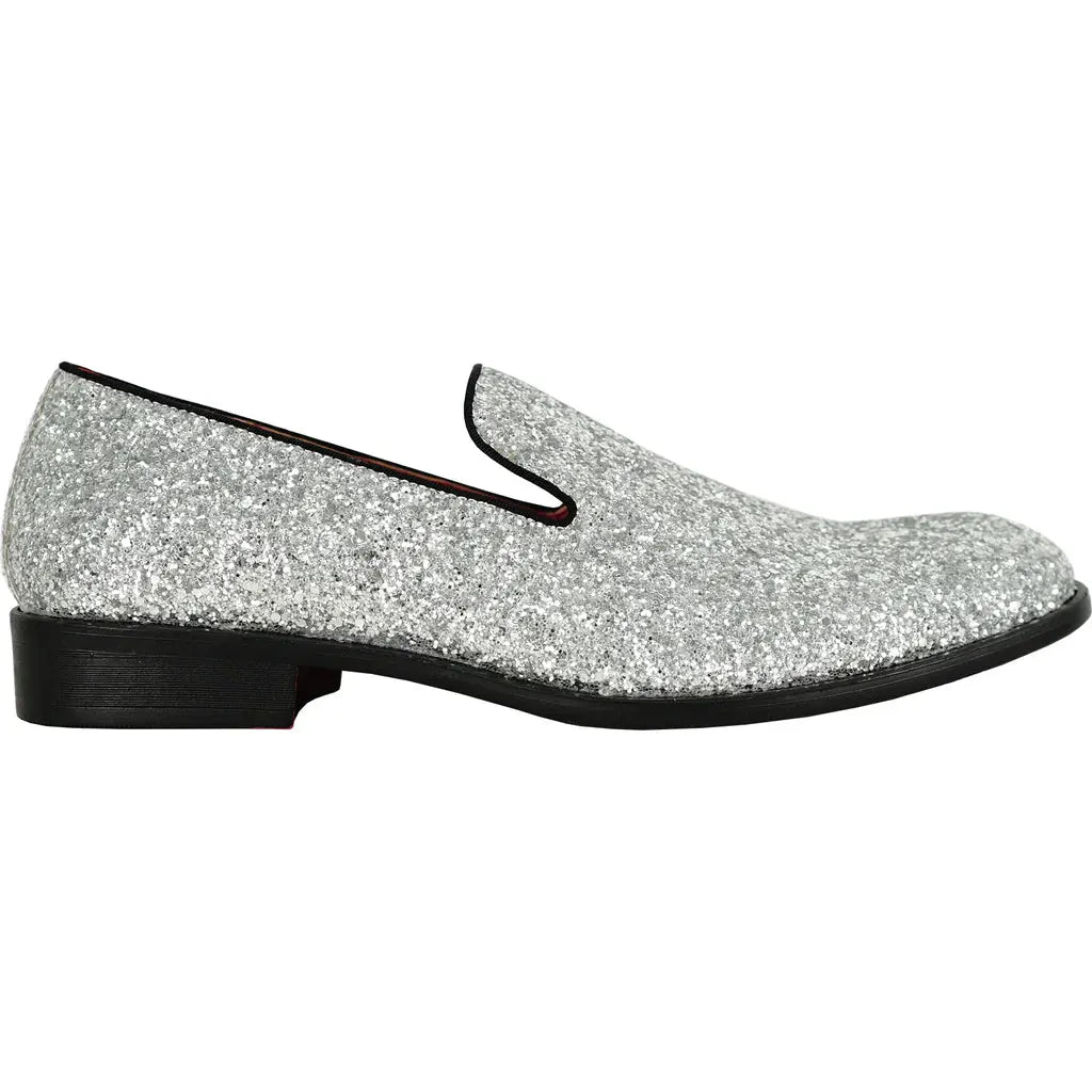 BRAVO Men Dress Shoe PROM-8 Loafer Shoe for Prom & Wedding Silver by Tux-USA