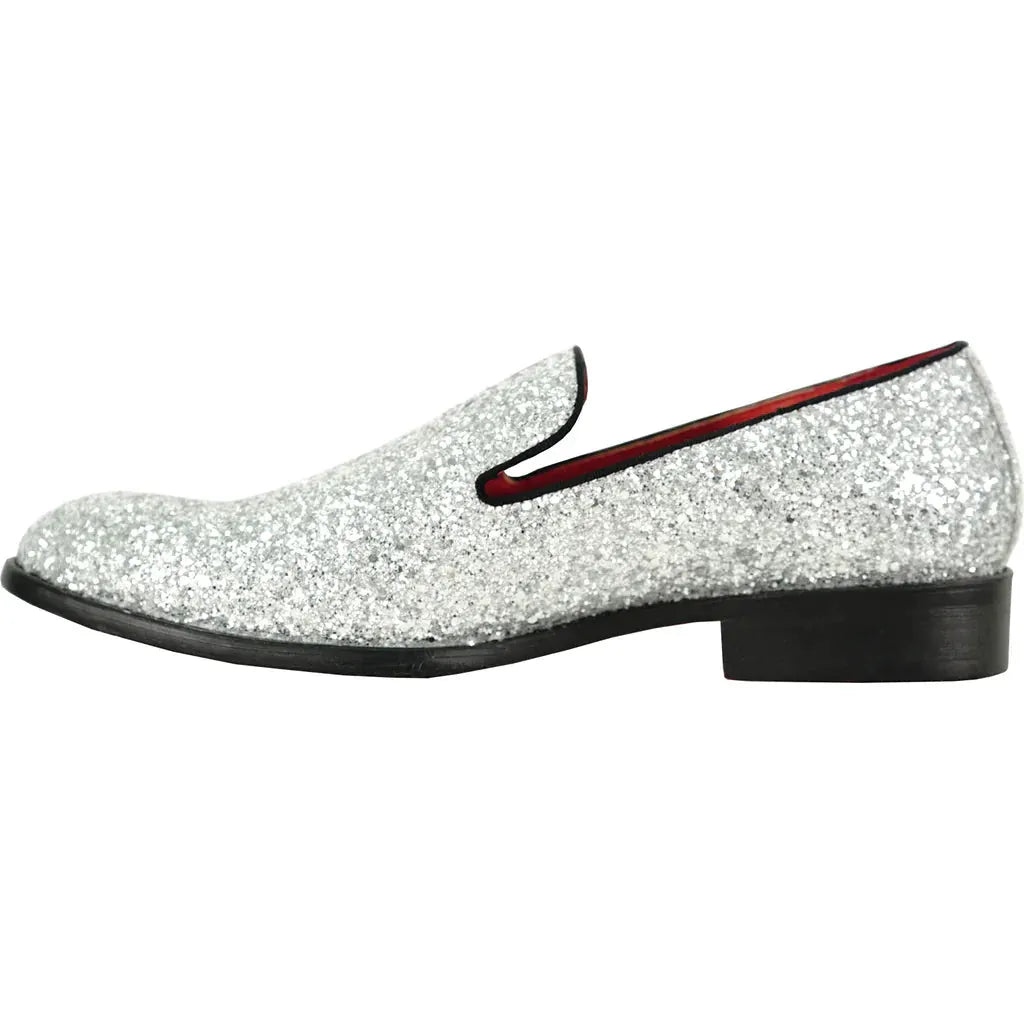 BRAVO Men Dress Shoe PROM-8 Loafer Shoe for Prom & Wedding Silver by Tux-USA