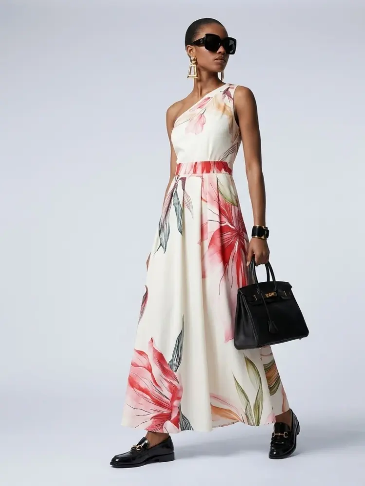 Women's Dress One-Shoulder Maxi BYMANYC ® New York HAMPTONS FLORAL - New Collection by BYMANYC ® New York