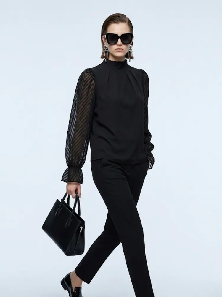 Women's Blouse High Neck BYMANYC ® New York SOHO BLACK CHEVRON - New Collection by BYMANYC ® New York