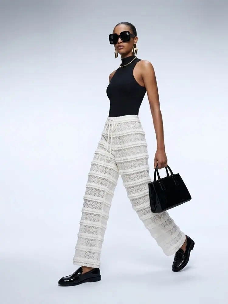 Women's Crochet Lace Pants BYMANYC ® New York HAMPTONS CREAM WIDE LEG - New Collection by BYMANYC ® New York