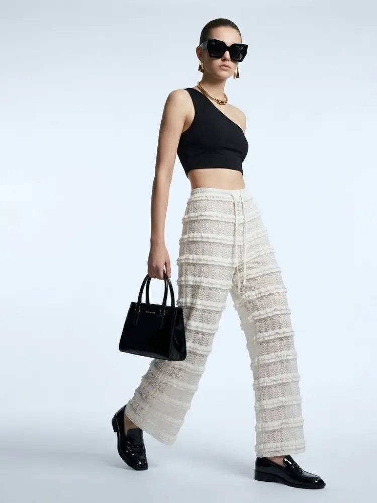 Women's Crochet Lace Pants BYMANYC ® New York HAMPTONS CREAM WIDE LEG - New Collection by BYMANYC ® New York