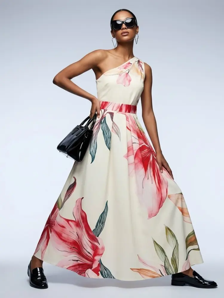 Women's Dress One-Shoulder Maxi BYMANYC ® New York HAMPTONS FLORAL - New Collection by BYMANYC ® New York