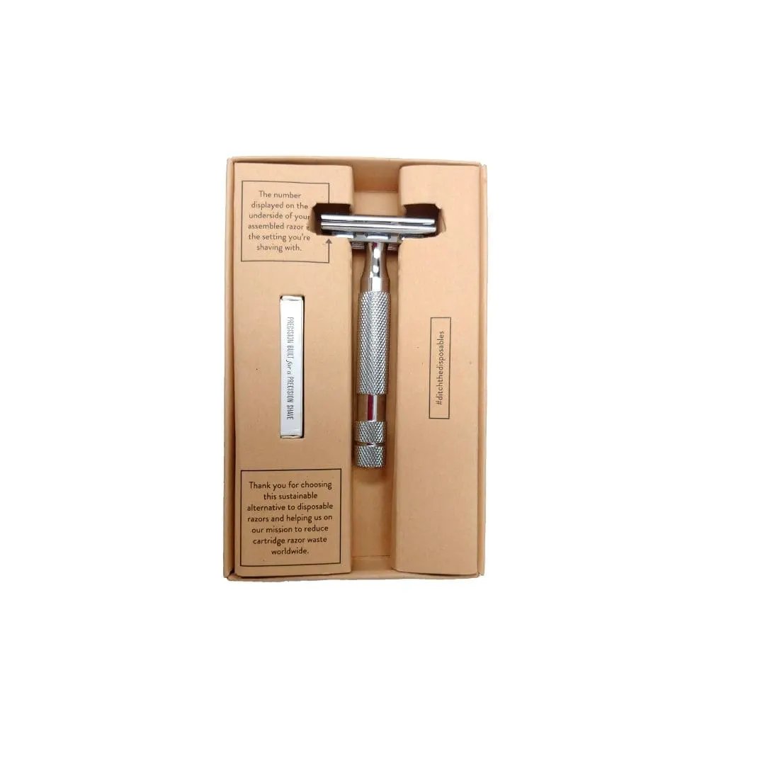 Rockwell 2C Adjustable DE Safety Razor - White Chrome (2 Settings) by Rockwell